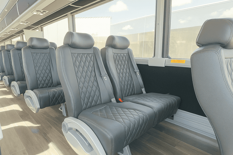 interior of Tustin Coach Bus Service charter bus