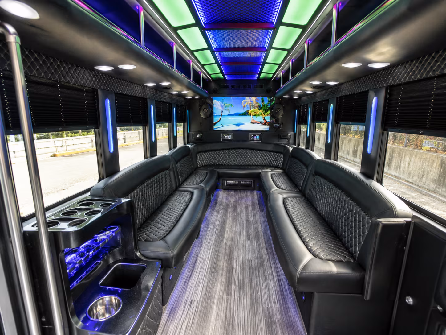 tustin 18 passenger party bus inside