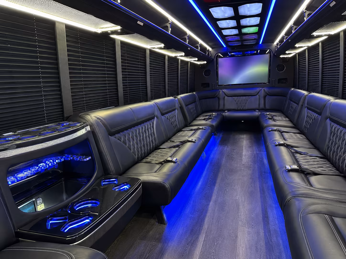 tustin 20 passenger party bus inside