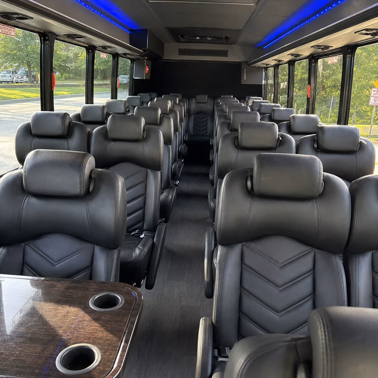 tustin 28 passenger minibus inside