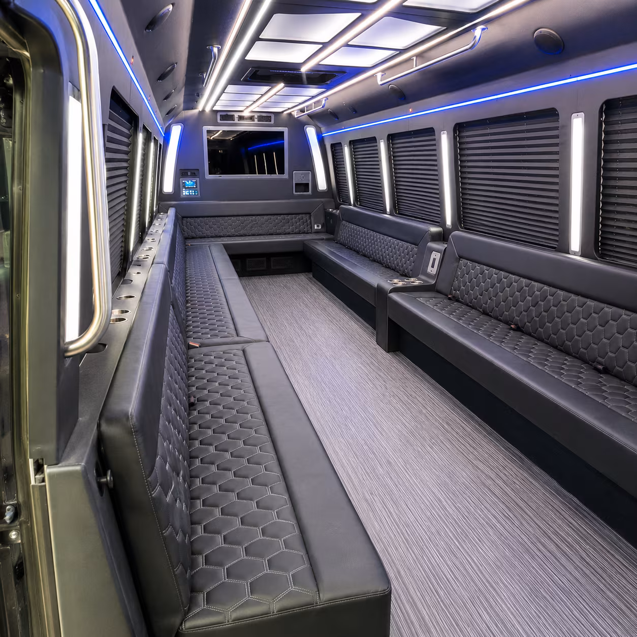 tustin 40 passenger party bus interior