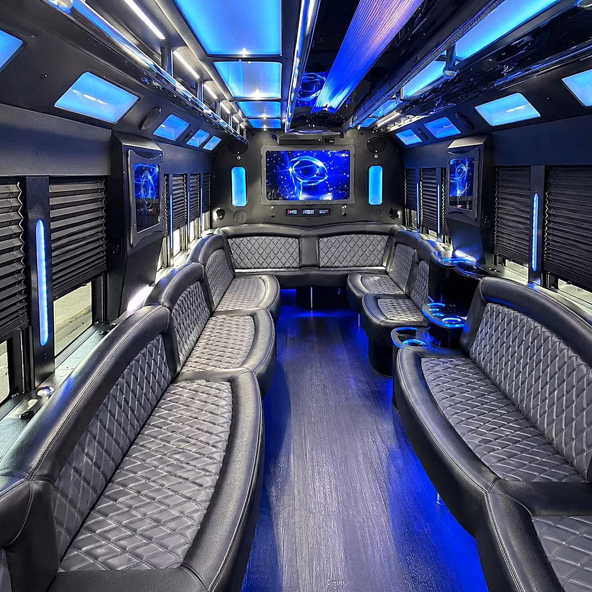tustin 50 passenger party bus interior